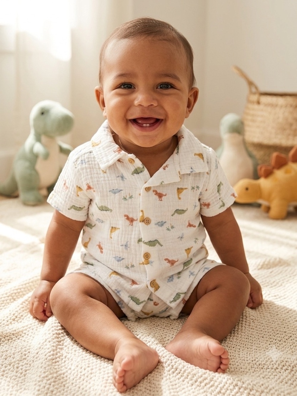 🎉(12m) Chickpea Organic Dinosaur Muslin Two-Piece Set